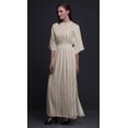 thumbnail image 4 of Bimba Rayon Stripe,Leaves & Rose Floral Printed Gown Kimono Sleeves Summer Long Maxi SlitÂ&nbsp;Dress-XX-Large, 4 of 6
