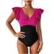 thumbnail image 2 of Traje de baño de una pieza para mujer, bikini informal y de moda de color sólido con cordones, traje de baño de moda playera para mujer, trajes de baño de una pieza para mujer, trajes de baño para muj, 2 of 6