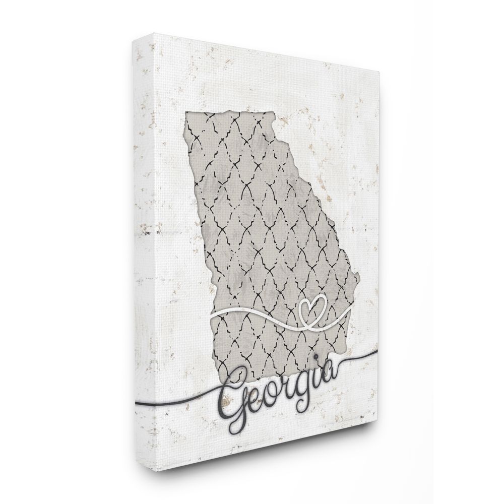 Stupell Industries Georgia Patterned Grey US State Design Canvas Wall Art by Ziwei Li