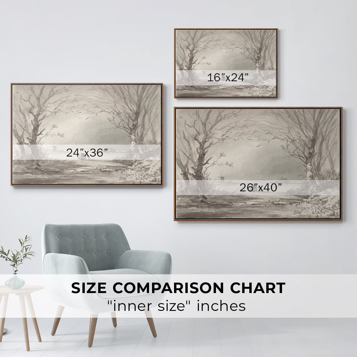 Vintage Landscape-CLXI By Wexford Home Framed in Walnut Wood Gallery Wrapped Canvas 25 in. x 37 in.