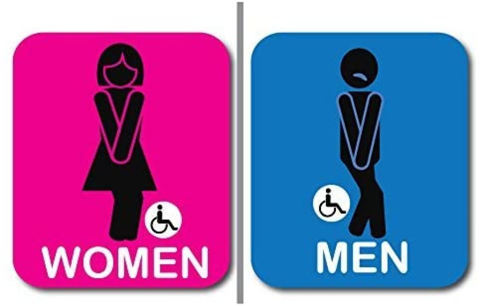 2 Pack Bathroom Signs, Unique, Funny, Modern Restroom Signage for Office,  Restaurant Night Club or Any Store 鈥?7鈥?x 8鈥?with disable icon.