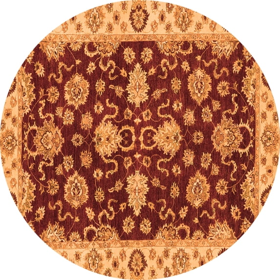 Ahgly Company Indoor Round Oriental Orange Traditional Area Rugs, 5' Round