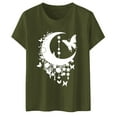thumbnail image 4 of ZXLBBD Womens Fashionable Moon Printed Round Neck Short Sleeved Sports Active T Shirt Casual Outdoor Versatile Daily Wear, 4 of 5