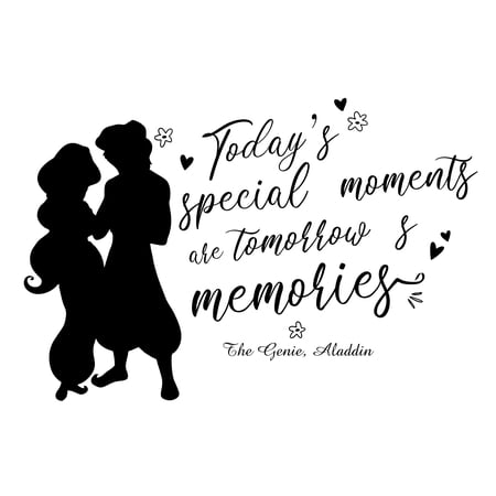 The Genie From Walt StickerDecal Aladdin Wall Art Quote Decal Design | Today's Special Moments Are Tomorrow's Memories | 14" x 20" DIY Removable Vinyl Home Sticker Bedroom Living Room Decoration