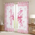 thumbnail image 2 of Feelyou Teens Ribbon Monogrammed Black Out Curtains, Pink Initial Letter K Curtains Pack of 2 (42x63 Each), Cartoon Cute Plaid Bedroom Curtains, Blackout Curtains Room Decor, 2 of 6