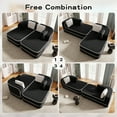 thumbnail image 5 of 77.2" Teddy Fabric 32D Boneless Sofa,Modular Sectional Sofa with Curved Armrest,Contrast Color Design with Pillow,Fluffy Comfy Couch with L Shaped Chaise,for Living Room,No Assembly Required,Black, 5 of 7