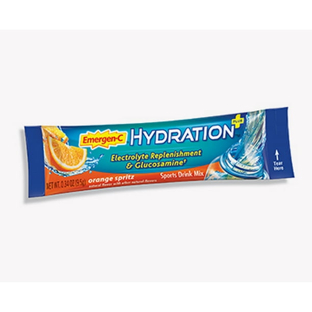 EmergenC Hydration+ (18 Count, Orange Spritz) Vitamin C, 0.34 Ounce