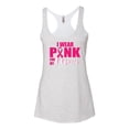thumbnail image 2 of Wild Bobby, I Wear Pink for My Mom Survivor Awareness Tri-Blend Racerback Tank Top, Heather White, Small, 2 of 3