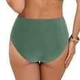 thumbnail image 5 of Xudanell Women's High Wasited Cheeky Bikini Bottom Shirred Tummy Control Swimsuit Full Coverage SexySwim Bottom (Green,XXL), 5 of 9