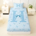 thumbnail image 3 of Erosebridal Kawaii Blue Bow Twin Sheet Sets 3pcs For Girls Twin Sheet Sets 3pcs,Personalized Initial H Bedding, 3 of 5
