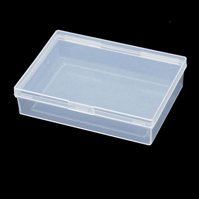 caja de plástico pp, rectangular, translúcida, pequeña, de marca, para póquer, blanca, para almacenamiento de piezas Caja Heldig rectangular pequeña de plástico PP translúcido con tapa encajable; vista 3/4 frontal que muestra base plana, cierre de pestaña central y paredes lisas, color blanco translúcido, ideal para naipes y piezas pequeñas y fácil de transportar.