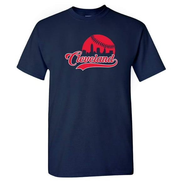 Xtreme Apparrel Skyline Chemise de Baseball Cleveland (L) Bleu Marine