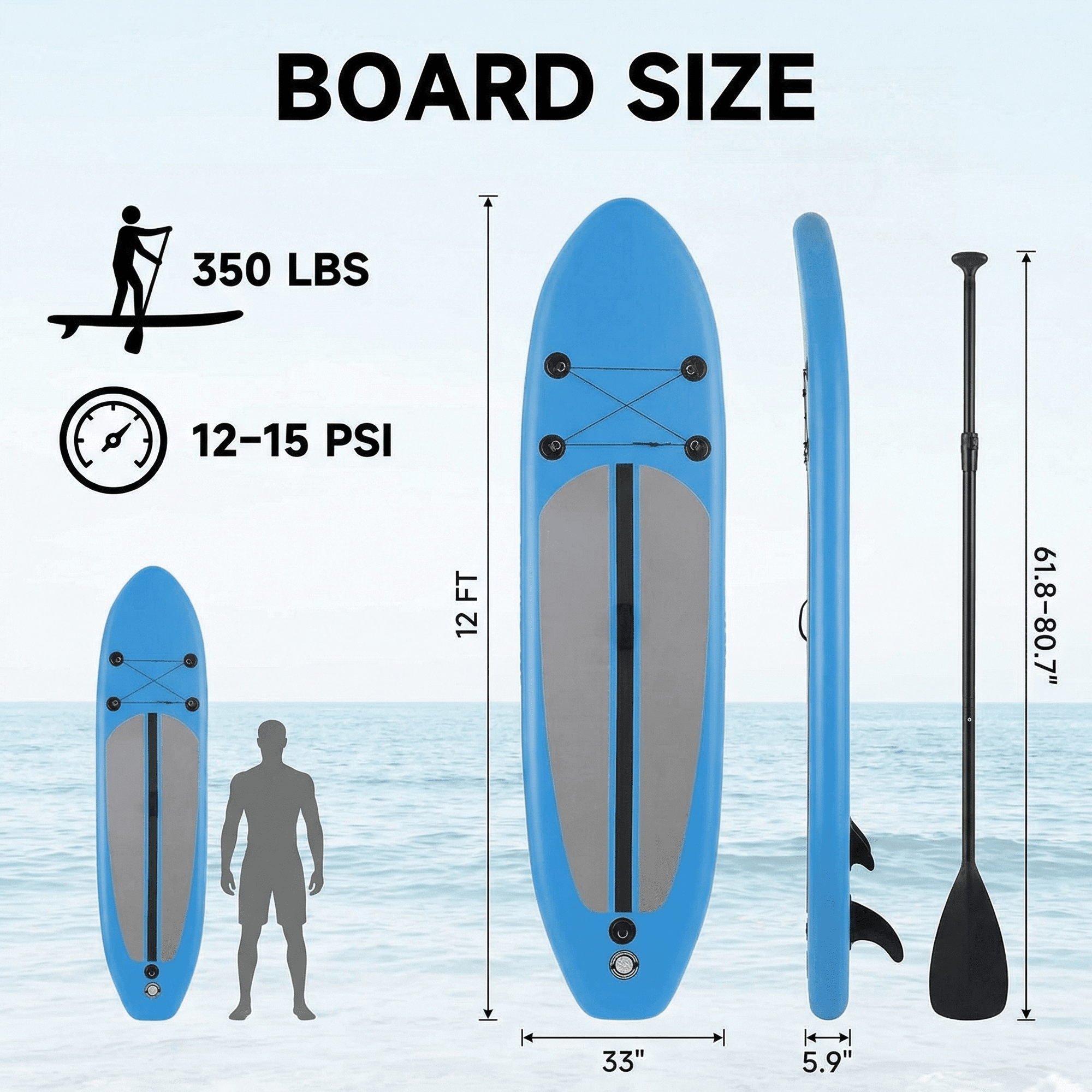 TLSUNNY 12' Inflatable Paddle Board Set, iSUP for Recreation, Fitness, Family Outings