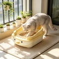 thumbnail image 5 of Top Entry Cat Litter Box with High Sides and Litter Scoop, Anti-Spill Large Capacity Covered Pan for Odor Control, Suitable for Large or Obese Cats, Yellow, 5 of 6
