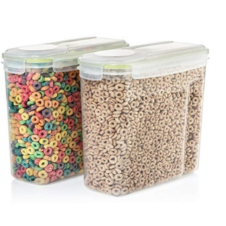 - Set of 2 Clear Plastic Cereal Food and Snack Kitchen Storage Containers with Lids 4L Capacity - 100% Airtight and BPA Free Anti Slip-Perfect for Storing Snacks,Dry Cereal, Grains, Beans,Flour,Dog Food