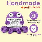 Positive Octopus - Emotional Support Crochet Dolls, Positive Crochet Animals, Emotional Support Plush Gift, Stuffed Animal for Anxiety & Stress Relief