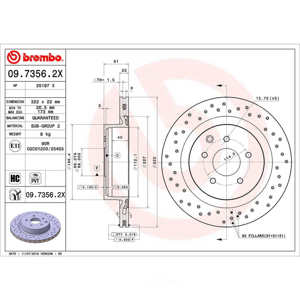 Brembo 09.7356.2X XTRA Disc Brake Rotor