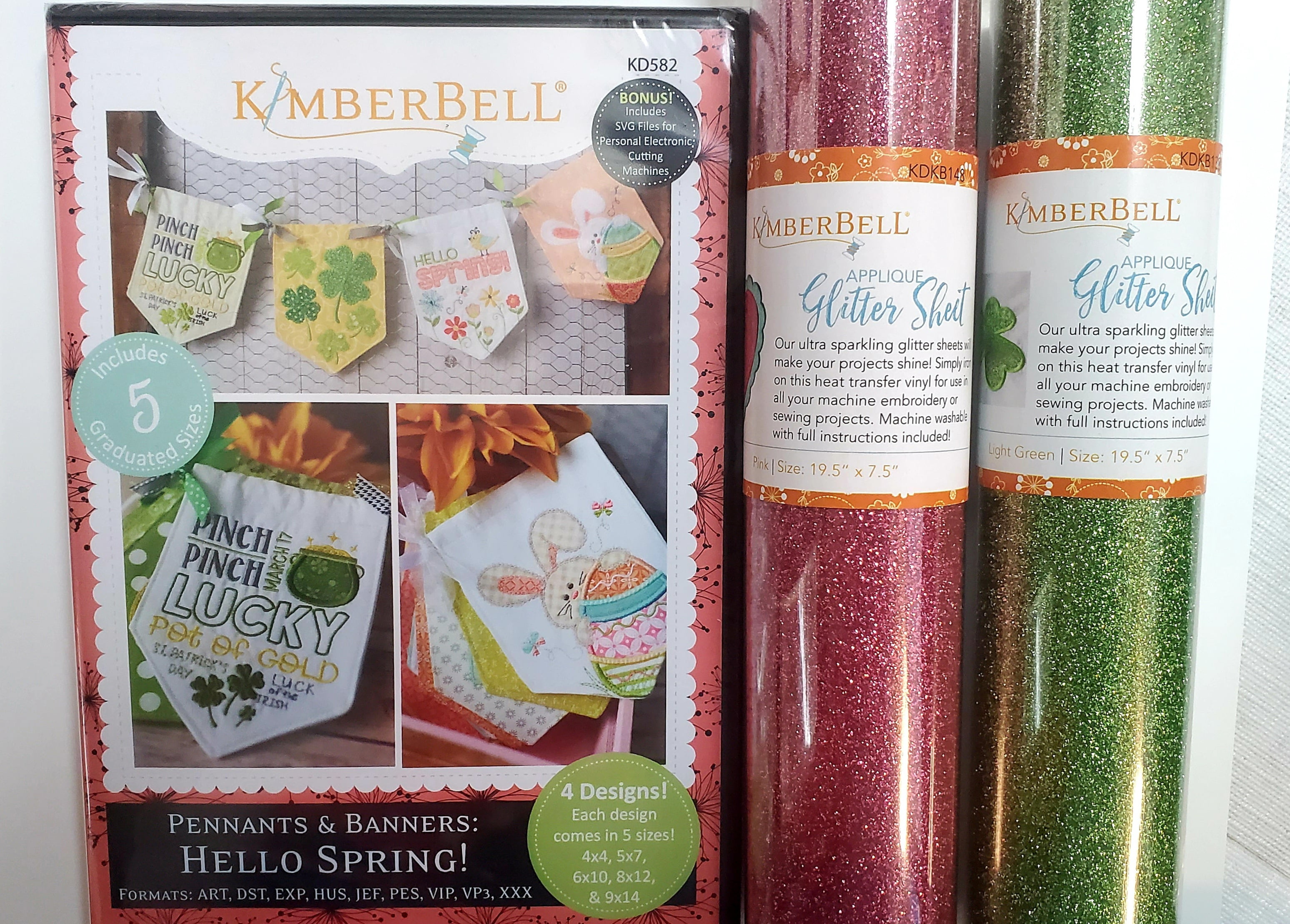 Kimberbell Pennants & Banners Hello Spring Machine Embroidery CD Bundle