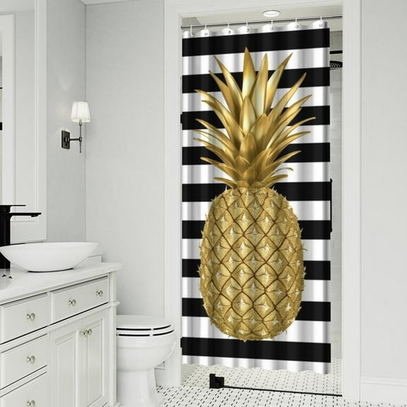 Summer Pineapple Shower Curtain 36x72in ,Bathroom Decorative Shower Curtains Set with 12 Hooks,Modern Waterproof Washable Shower Curtain