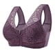 thumbnail image 1 of Sujetador deportivo con cremallera frontal para mujer Sujetador de encaje sin aros Sujetador tipo camiseta de cobertura completa - Púrpura, 1 of 5