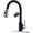 Black & Chrome, variant on Kitchen Faucet with Sprayer, Kitchen Sink Faucet, SUS 304 Stainless Steel, High Arc Single Handle Brushed Nickel Kitchen Faucets with Pull Down Sprayer, Pull Out Kitchen Faucet with Deck Plate