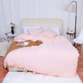 thumbnail image 3 of Unique Bargains Washed Cotton Duvet Cover Pillowcase Bedding Set King Light Pink, 3 of 8