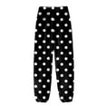 thumbnail image 5 of Women's Polka Dot Print Cuff Pants, Casual Lounge Sleep Pants, Elastic Waist Retro Style Pajamas for Fun and Comfortable Sleepwear,Black,XL, 5 of 6