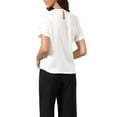 thumbnail image 3 of Blusas de Negocios Casual de Manga Corta de Color Sólido con Cuello en V para Mujeres L Blanca, 3 of 6