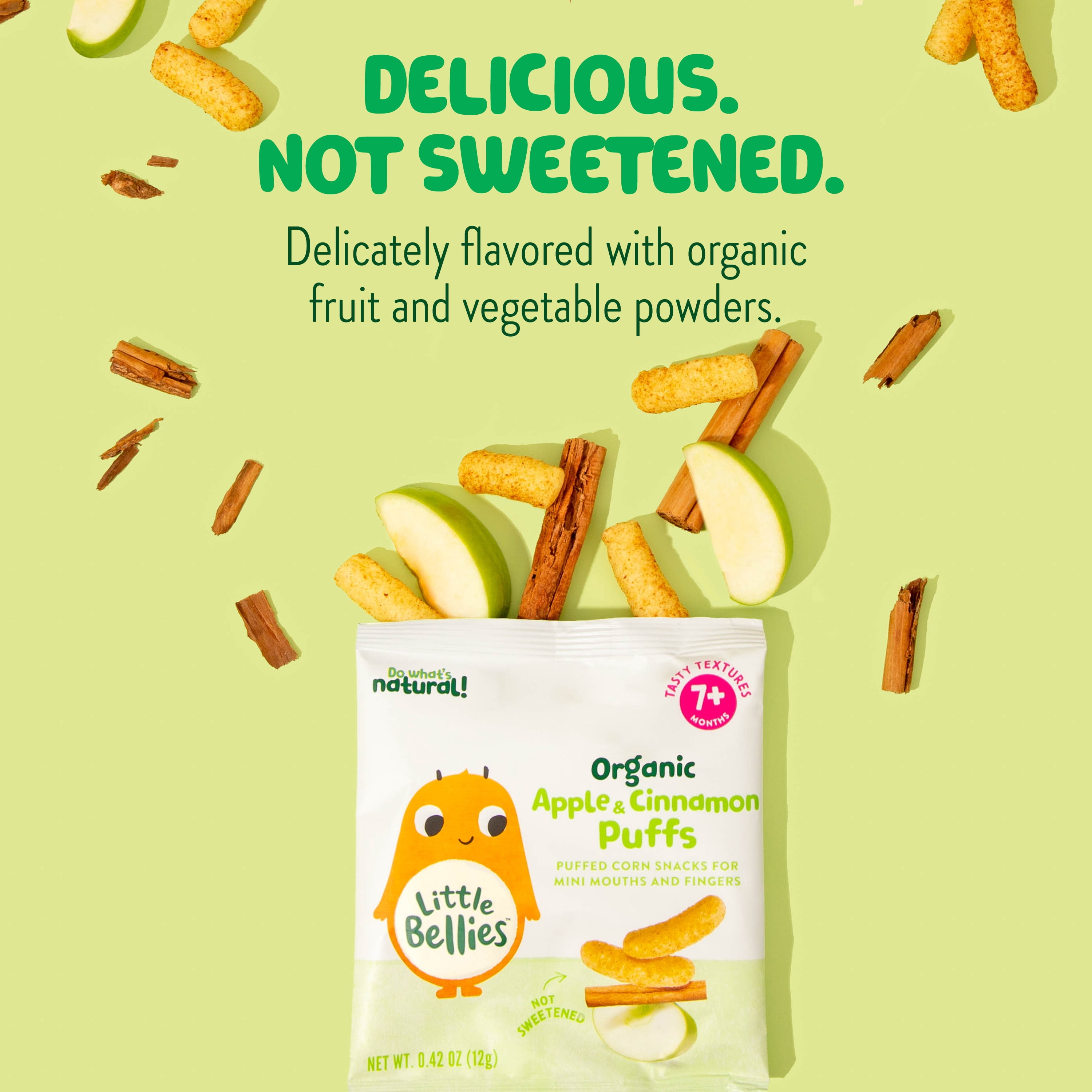 (2 pack) Little Bellies Organic Apple & Cinnamon Puffs Snack, 0.42 oz Bag