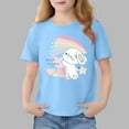 thumbnail image 2 of Piuwrlz Girl Graphic Shirts Tops Girls Short T-Shirts Sleeve Crew Neck Pullover Blue Size 9-10 Years, 2 of 7
