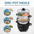 thumbnail image 5 of 6 Cup Rice Cooker with Outer Steam Tray Black, 5 of 11