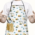 thumbnail image 2 of Cartoon Construction Vehicles Cranes White Apron-Garden Aprons for Women with Pockets-Cotton Linen Waterproof Kitchen Cooking Gardening Aprons Adjustable for Kitchen,Cooking,BBQ and Salon 33x27 Inch, 2 of 7