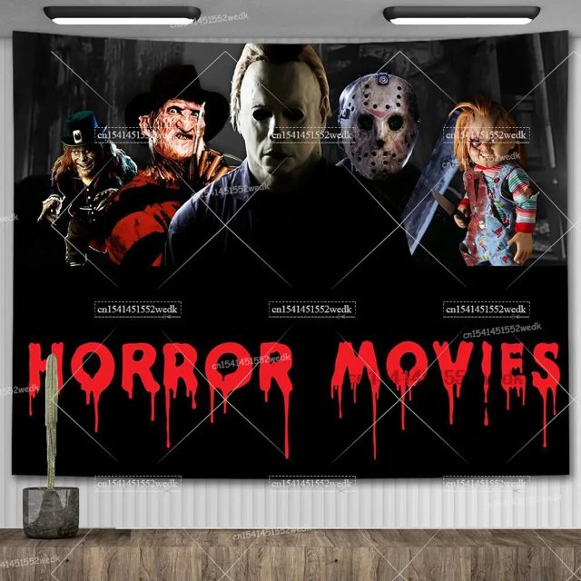 Tapiz Mural de Halloween, decoración de pared, película de terror, póster de Pennywise, manta de habitación, accesorios de decoración del hogar estéticos