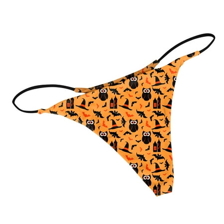 

HHei_K Women s Casual Thong Low Waist Bikini Halloween Print Panties