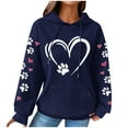 thumbnail image 2 of Qulqfy Women Tops Graphic Heart Blue Hooded Waffle Knit Shirts Long Sleeve Spring Fall Shirts Dressy Tops for Women Night Out M, 2 of 4
