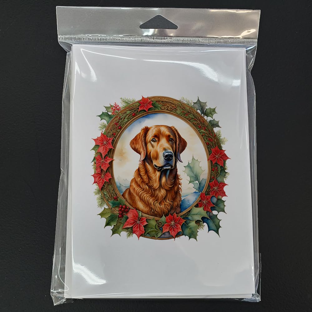 Chesapeake Bay Retriever Christmas Flowers Greeting Cards Pack of 8 7 in x 5 in