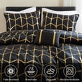 thumbnail image 3 of Regency Heights Twin/Twin XL Size Comforter Set, 3-Piece Bedding Set for All Seasons, Geometric Metallic Comforter Bed Set with Decor Pillows,Black/Gold, 3 of 8