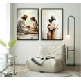 thumbnail image 4 of JESUS Canvas Wall Art Jesus Embracing Woman Pictures Jesus and Woman Prayer Posters Christian Heals Beige Texture Paintings Wall Decor for Bedroom Living Room Church Home Decoration Unframed, 4 of 6