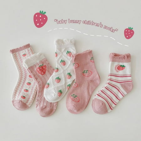 

Somenie Juvenile Sock 5 Pairs Baby Children s No-Show Socks for Four Seasons Breathable Cotton Pink Size(9-12T)