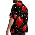 thumbnail image 3 of Seven Starred Ladybird Men's Short Sleeve Button Down Poplin Hawaiian Shirt for Summer Beach, Casual Printed Unisex Style, 3 of 6
