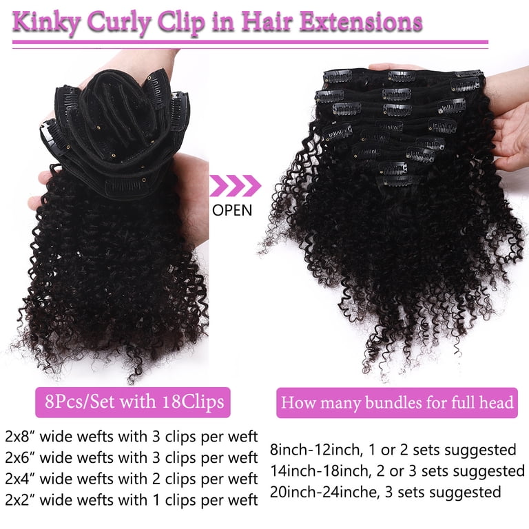 SEGO Kinky Curly Clip in Hair Extensions Real Human Hair for  display picture 1