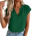 thumbnail image 5 of Edvintorg Womens Short Sleeve Tops Loose Fit Lightweight V Neck Casual Shirts Summer Clothes for Women Green XXL, 5 of 6