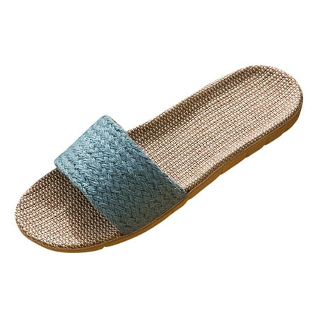 

ASEIDFNSA Warm House Slippers for Women Hard Bottom Slippers for Women Wide Women s Summer Fashion Indoor And Outdoor Non Slip Comfortable Woven Linen Slippers