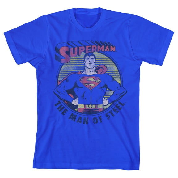 Superman Man of Steel Youth Royal Blue Graphic Tee-Large