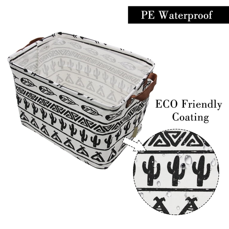 Collapsible Cotton Fabric Storage Bin With Cactus Pattern photo 3