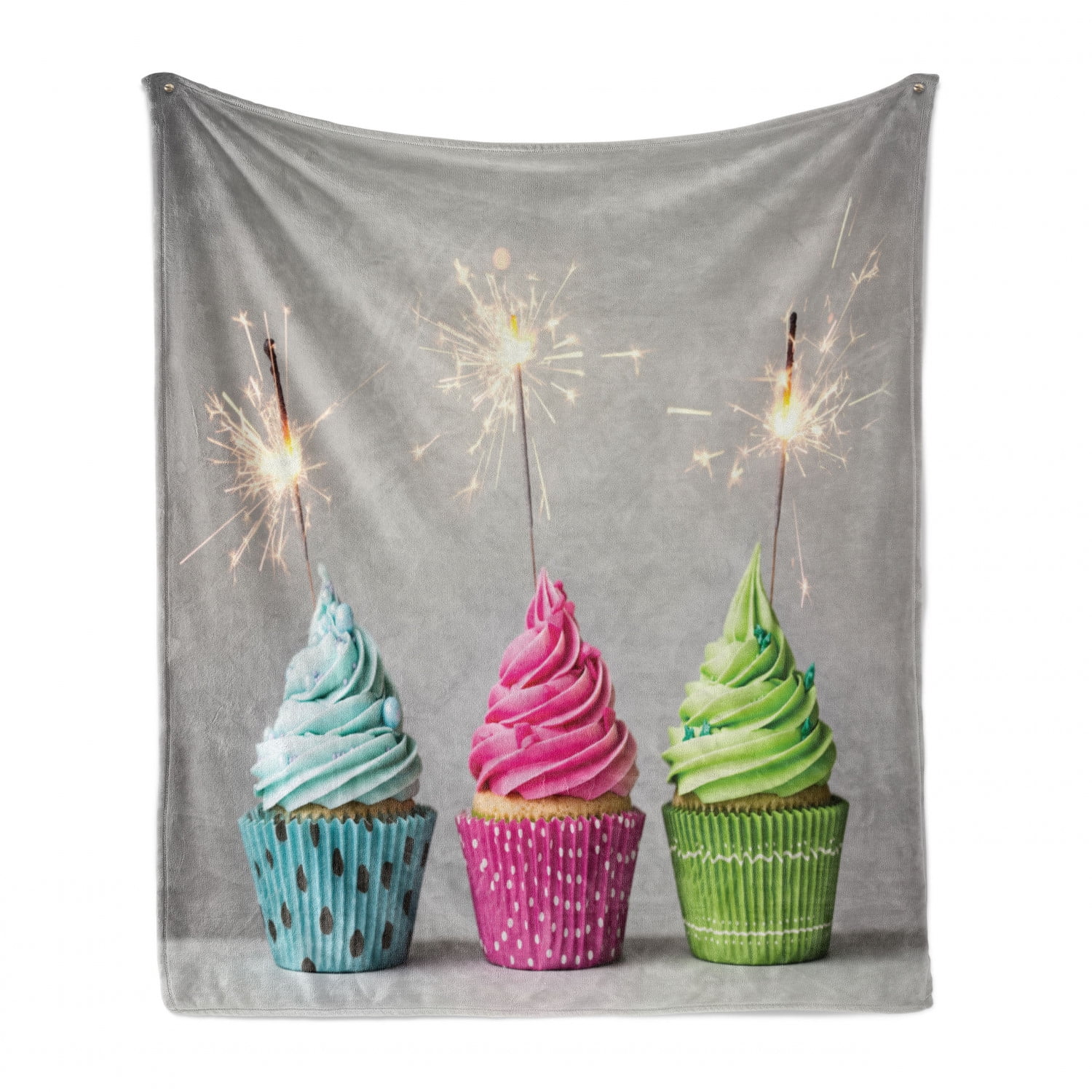 Deep Sky Blue Multicolor Dessert Celebration Baking Related Cupcake Colorful Candles 50 x 60 Cozy Plush for Indoor and Outdoor Use Ambesonne Birthday Party Soft Flannel Fleece Throw Blanket 