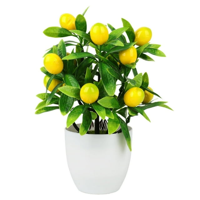 Mini Potted Plant Simulation Lemon Pots Artificial Kumquat Tree Plastic Decorate Home Decorations Fake Plants