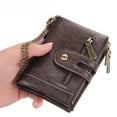 thumbnail image 2 of Cartera corta para hombre, monedero de negocios con doble cremallera, billetera multitarjetas, billetera triple, 2 of 4