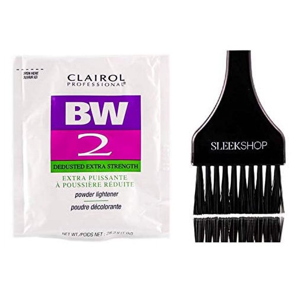 Clairol BW2 Basic White Powder Lightener BW2 Extra Strength, Dedusted (w/Sleek Tint Brush) BW 2 Hair Lightening, Bleaching, Blonding, Bleach (1.0 oz PACKETTE (BW2 Formula))