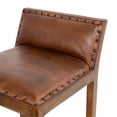 thumbnail image 4 of Century Tabouret de Comptoir Carré en Cuir Véritable Design Moderne Mi-Siècle en Tan, 4 of 5